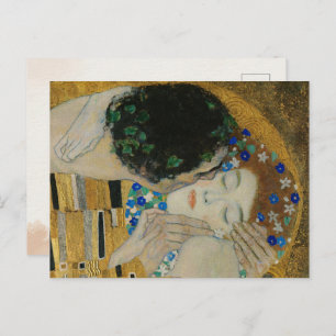 Gustav Klimt-De Kus (detail)   Gold Leaf Artwork Briefkaart