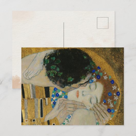 Gustav Klimt-De Kus (detail) | Gold Leaf Artwork Briefkaart (Voorkant / Achterkant)