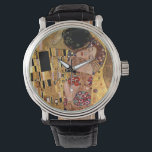 Gustav Klimt: De kus (detail) Horloge<br><div class="desc">Een prachtig klassiek horloge met een romantisch koppel dat een kus deelt,  geschilderd door de Oostenrijkse symbolistische schilder Gustav Klimt.</div>