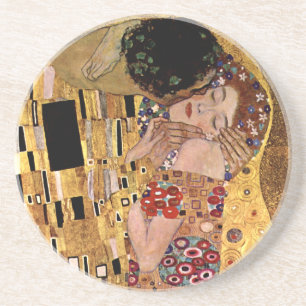 Gustav Klimt: De Kus (detail) Zandsteen Onderzetter