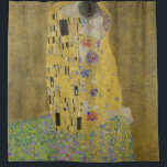 Gustav Klimt, de kus Douchegordijn<br><div class="desc">Douchegordijn met het Gustav Klimt kunstschilderij genaamd "The Kiss". "The Kiss" schilderij is een schilderij met een man en vrouwen in een kus op een faux gouden en groene achtergrond. .</div>