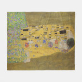Gustav Klimt-De Kus | Gold Leaf Artwork Fleece Deken (Voorkant (Horizontaal))