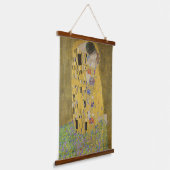 Gustav Klimt-De Kus | Gold Leaf Artwork Hangend Wandkleed (Gebogen)