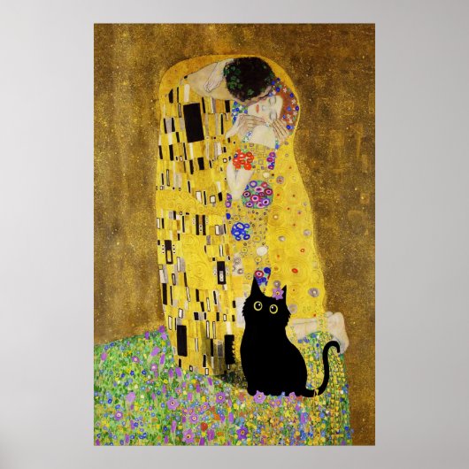 Gustav Klimt De Kus Kat Poster (Voorkant)