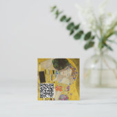 Gustav Klimt - De Kus - QR Code Vierkante Visitekaartje (Staand voorkant)