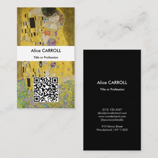 Gustav Klimt - De Kus - QR Code Visitekaartje (Voorkant / Achterkant)