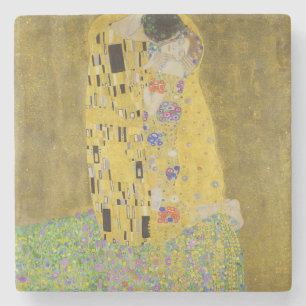 Gustav Klimt - De Kus Stenen Onderzetter