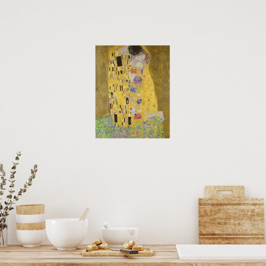 Gustav Klimt de kus verticale zoom Poster (Keuken)