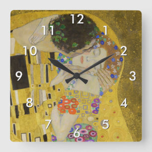Gustav Klimt - De Kus Vierkante Klok