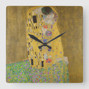 Gustav Klimt De Kus Vierkante Klok