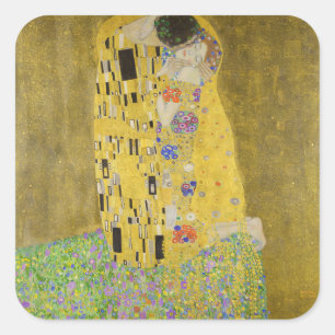 Gustav Klimt - De Kus Vierkante Sticker