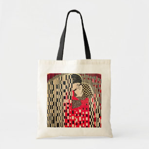 Gustav Klimt De Kus x Bauhaus optische illusie Tote Bag