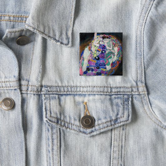 Gustav Klimt - De Maagd Vierkante Button 5,1 Cm (In situ)