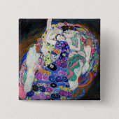 Gustav Klimt - De Maagd Vierkante Button 5,1 Cm (Voorkant)