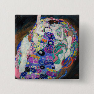 Gustav Klimt - De Maagd Vierkante Button 5,1 Cm