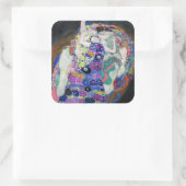 Gustav Klimt - De Maagd Vierkante Sticker (Tas)