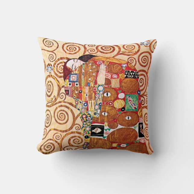 Gustav Klimt - De Omarming - Kunstschilderij Kussen (Voorkant)