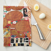 Gustav Klimt - De Omarming - Kunstschilderij Theedoek (Quarter Fold)