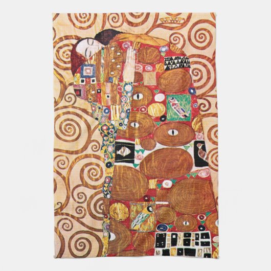 Gustav Klimt - De Omarming - Kunstschilderij Theedoek (Verticaal)