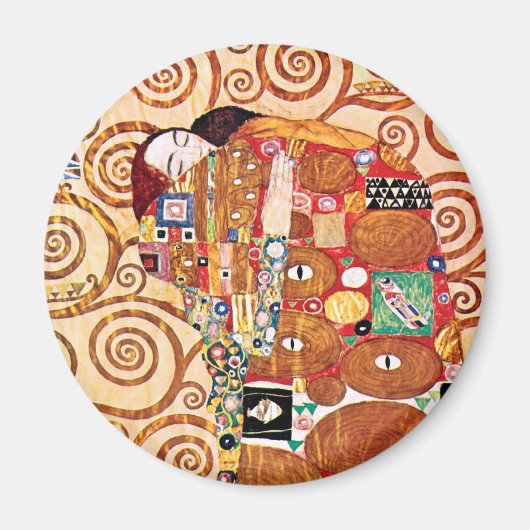 Gustav Klimt - De Omarming - Schilderkunst Magneet (Voorkant)