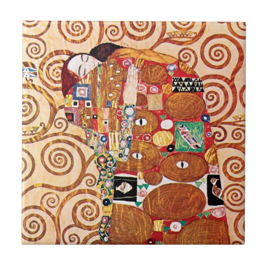 Gustav Klimt - De Omarming - Schilderkunst Tegeltje (Voorkant)