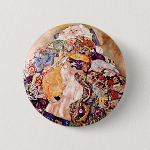 Gustav Klimt - De wieg - Pasgeboren baby Ronde Button 5,7 Cm
