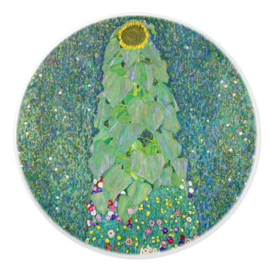 Gustav Klimt - De zonnebloem Keramische Knop (Voorkant)