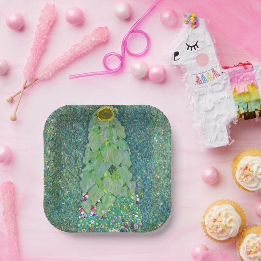 Gustav Klimt - De zonnebloem Papieren Bordje (Feest)