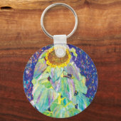 Gustav Klimt - De Zonnebloem Schilderkunst Schone Sleutelhanger (Voorkant)
