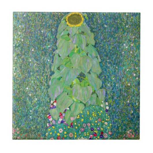 Gustav Klimt - De zonnebloem Tegeltje (Voorkant)