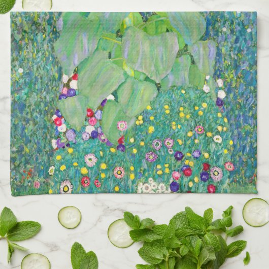 Gustav Klimt - De zonnebloem Theedoek (Gevouwen)