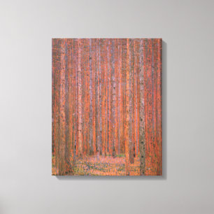 Gustav Klimt Dennenbos Tannenwald Rode Bomen Canvas Afdruk