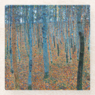 Gustav Klimt Dennenbos Tannenwald Rode Bomen Glazen Onderzetter