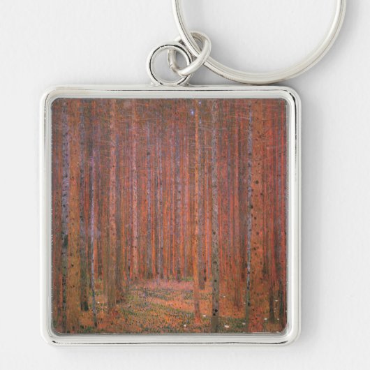 Gustav Klimt Dennenbos Tannenwald Rode Bomen Sleutelhanger (Voorkant)