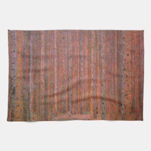 Gustav Klimt Dennenbos Tannenwald Rode Bomen Theedoek
