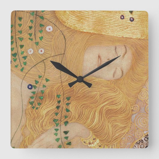 Gustav Klimt | Detail of Water Serpents I Vierkante Klok (Voorkant)