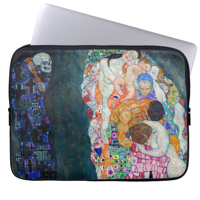 Gustav Klimt - Dood en Leven Laptop Sleeve (Voorkant)