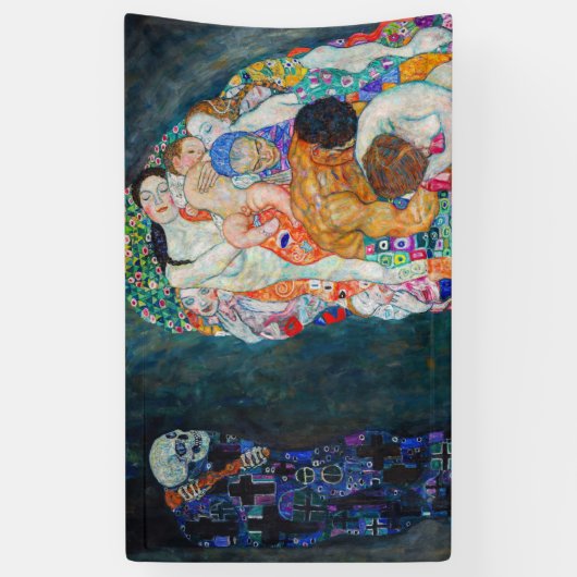 Gustav Klimt - Dood en Leven Spandoek (Verticaal)