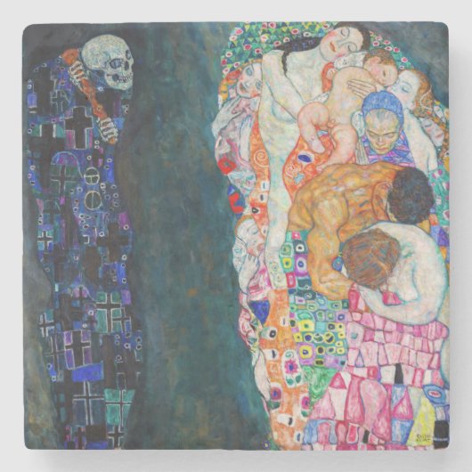 Gustav Klimt - Dood en Leven Stenen Onderzetter (Voorkant)