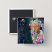 Gustav Klimt - Dood en Leven Vierkante Button 5,1 Cm (Voorkant /achterkant)