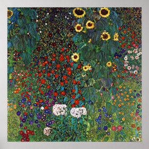 Gustav Klimt Farm Garden With Sunflowers Poster
