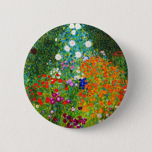 Gustav Klimt , “ Farmhouse garden ” Ronde Button 5,7 Cm (Voorkant)