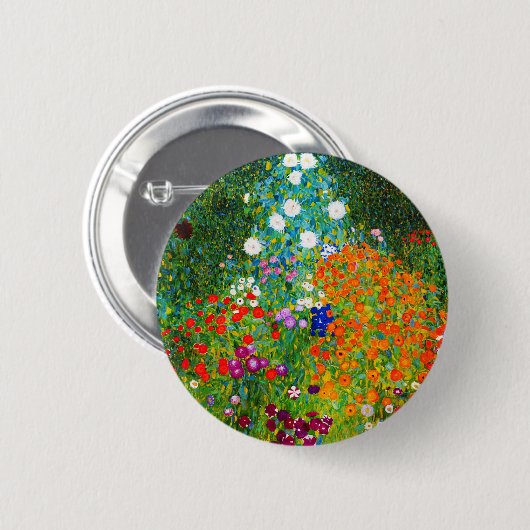 Gustav Klimt , “ Farmhouse garden ” Ronde Button 5,7 Cm (Voorkant /achterkant)