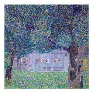Gustav Klimt - Farmhouse in Opper-Oostenrijk Foto Afdruk