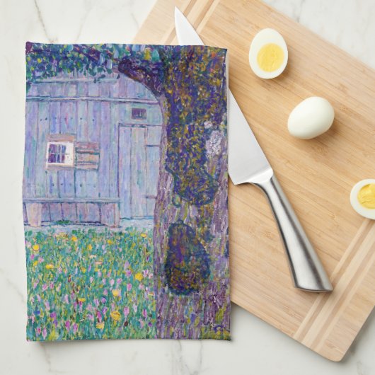 Gustav Klimt - Farmhouse in Opper-Oostenrijk Theedoek (Quarter Fold)
