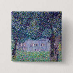 Gustav Klimt - Farmhouse in Opper-Oostenrijk Vierkante Button 5,1 Cm