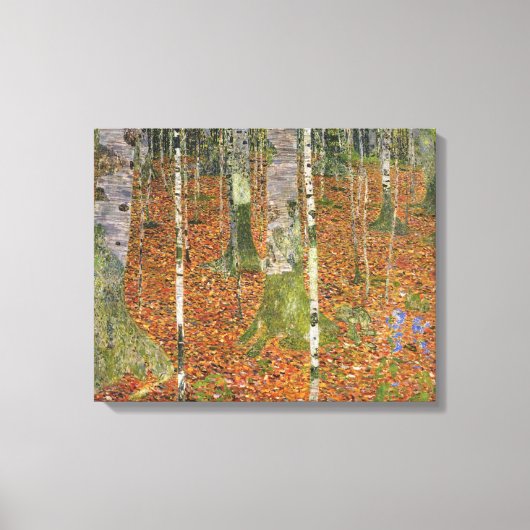 Gustav Klimt - Farmhouse met vogelbomen Canvas Afdruk (Voorkant)