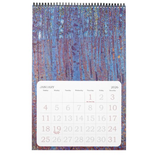 Gustav Klimt Fine Art,  Art Nouveau Calenda Kalender (Jan 2026)