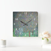 Gustav Klimt fine art - Rosebushes onder de bomen Vierkante Klok (Huis)