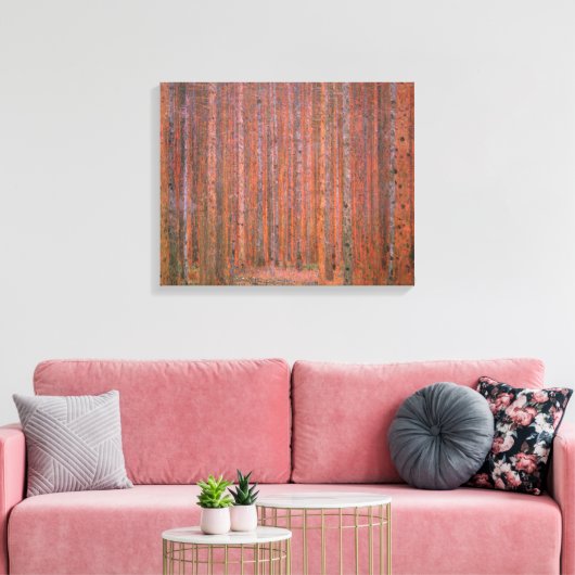 Gustav Klimt Fir Forest Tannenwald Red Trees Canvas Afdruk (Insitu (Woonkamer))